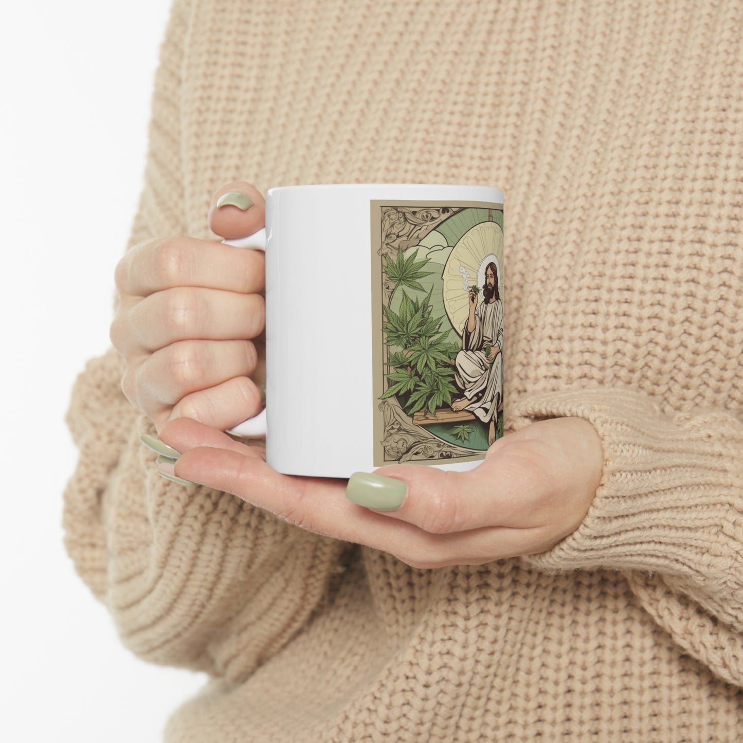 Ceramic Mug 11 Oz. Cannabis Enthusiast Series Jesus Weed