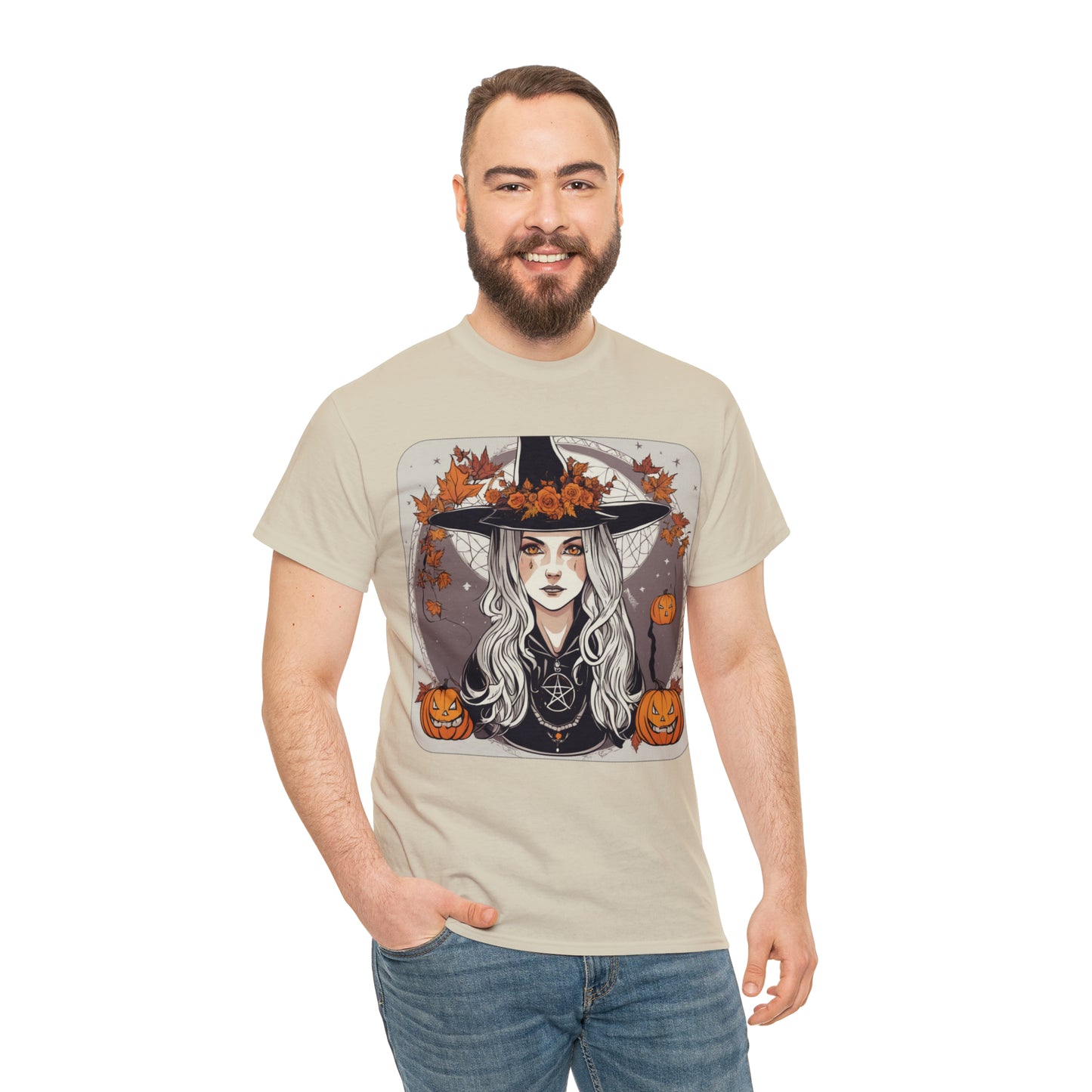 Unisex Heavy Cotton Tee Halloween Witch Pumpkin