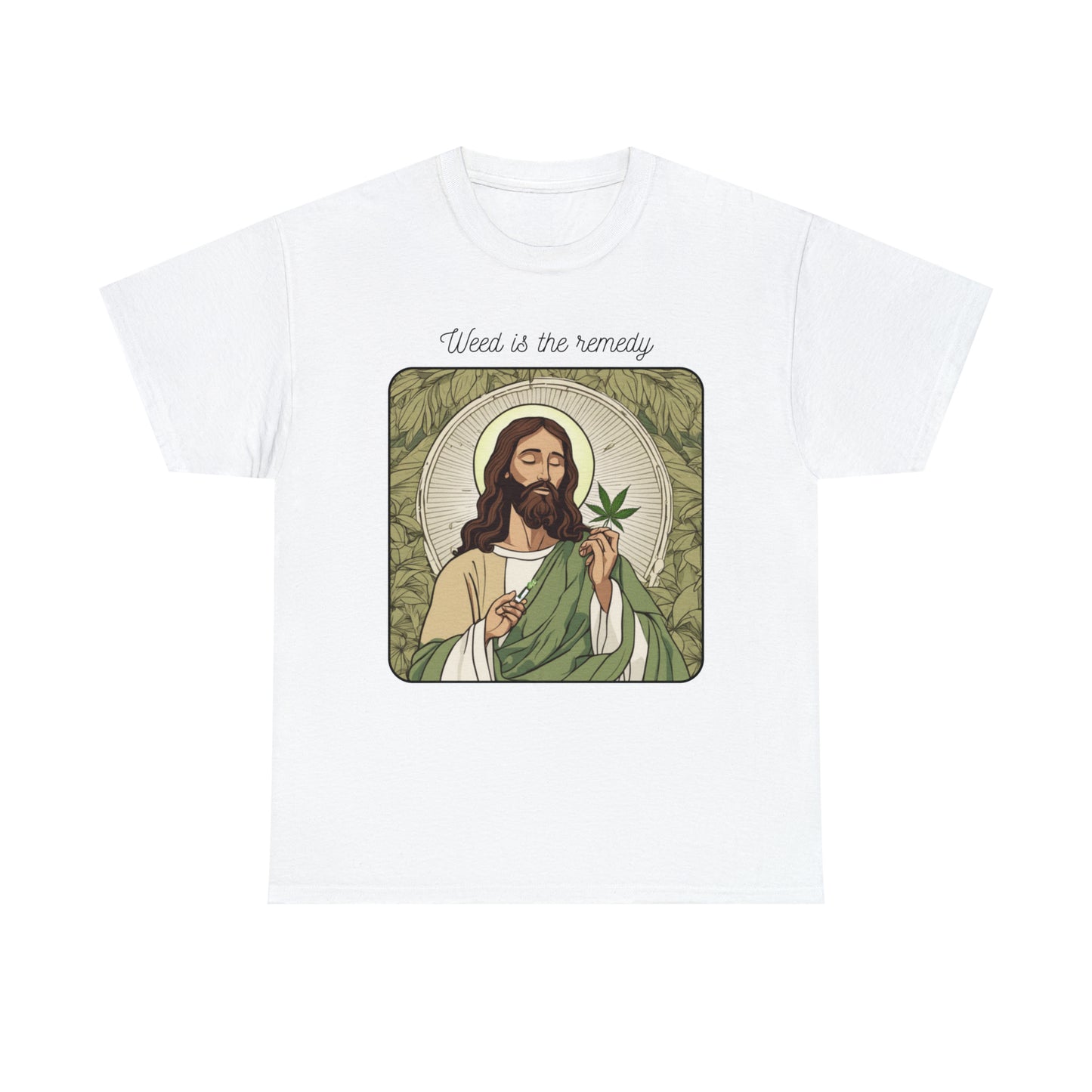 Unisex Heavy Cotton Tee Cannabis Enthusiast Series No. 16 Weed is The Remedy
