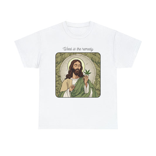 Unisex Heavy Cotton Tee Cannabis Enthusiast Series No. 16 Weed is The Remedy