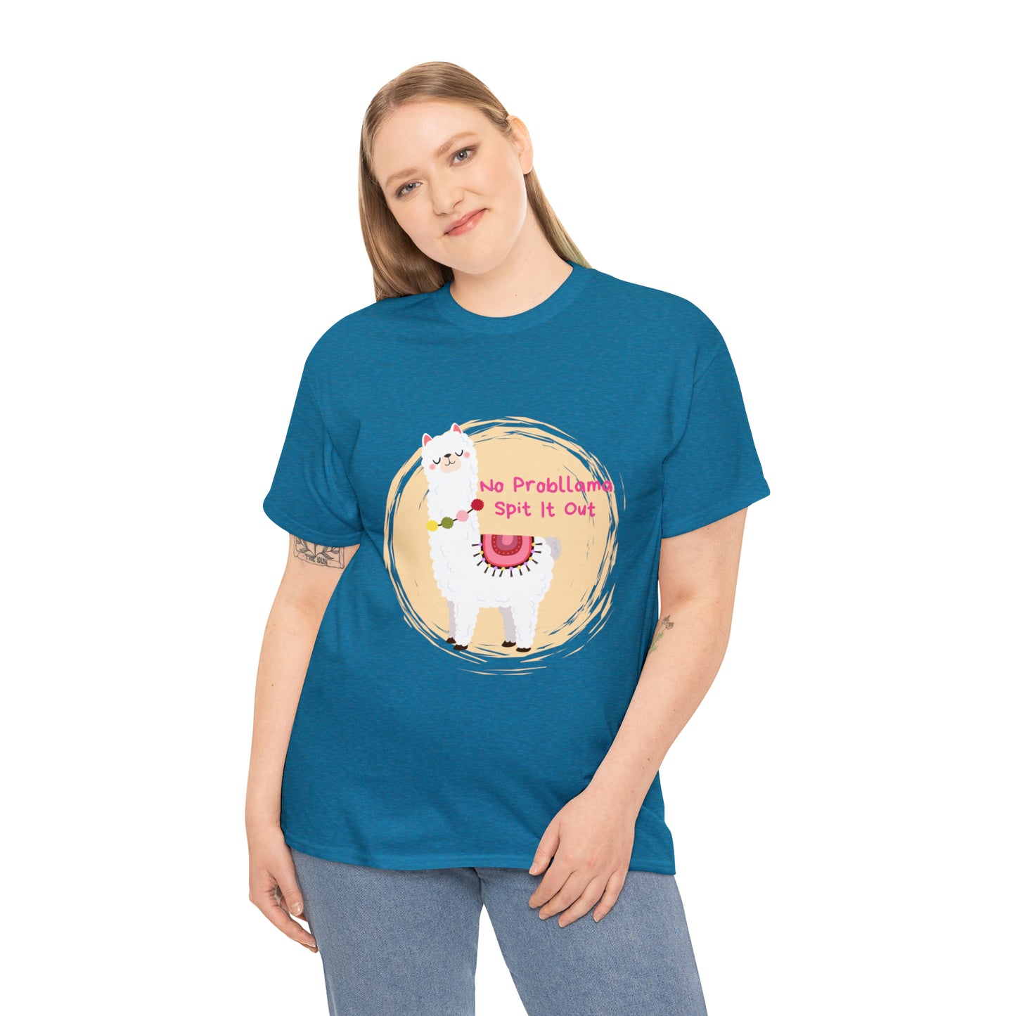 No Probllama Spit It Out Graphic Tshirt Unisex Heavy Cotton Tee