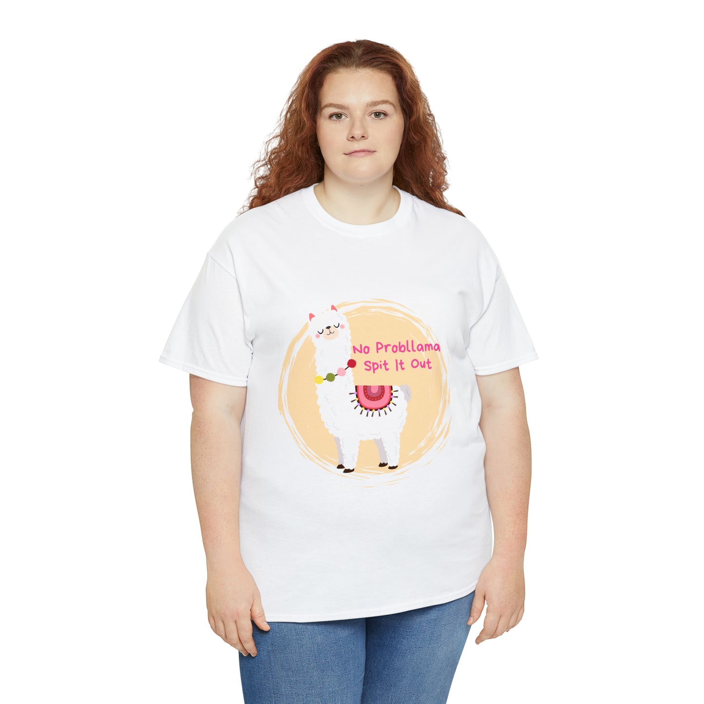 No Probllama Spit It Out Graphic Tshirt Unisex Heavy Cotton Tee