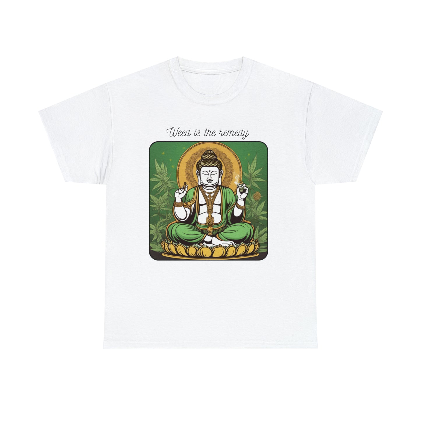 Unisex Heavy Cotton Tee Cannabis Enthusiast Series No. 18 Weed is The Remedy