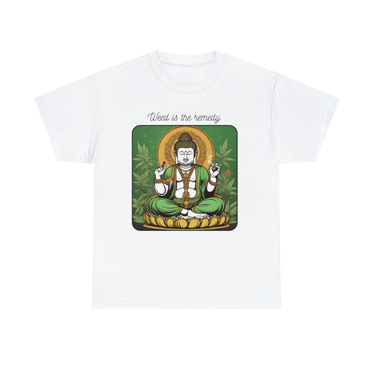Unisex Heavy Cotton Tee Cannabis Enthusiast Series No. 18 Weed is The Remedy