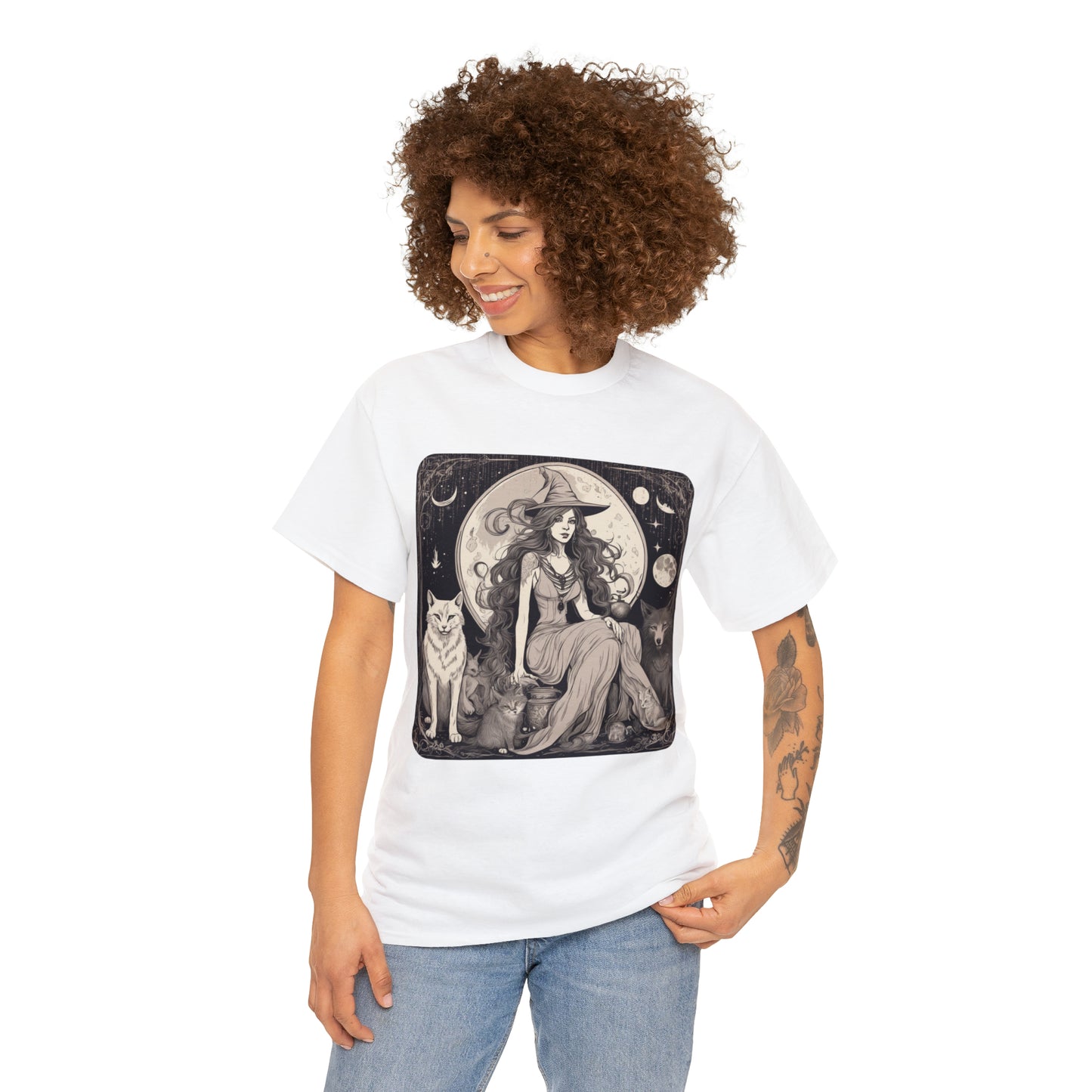 Unisex Heavy Cotton Tee Witchy Vibes and Familiars