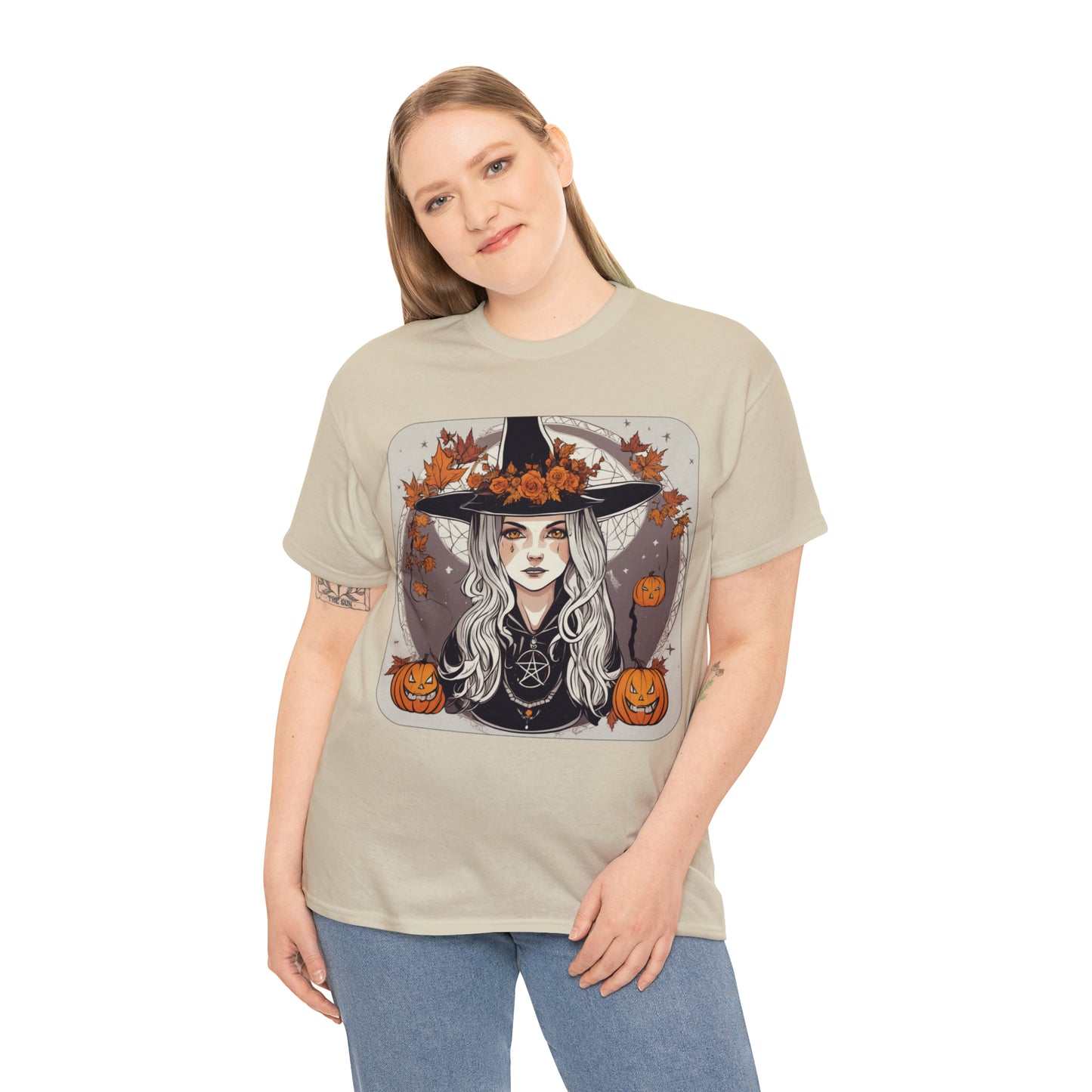 Unisex Heavy Cotton Tee Halloween Witch Pumpkin