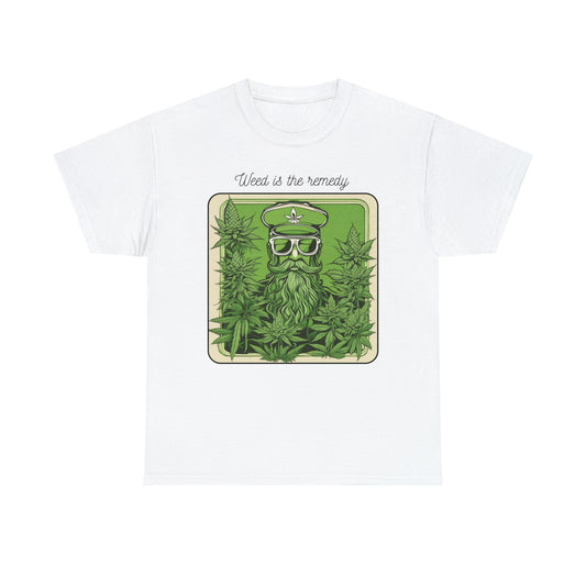 Unisex Heavy Cotton Tee Cannabis Enthusiast Series No. 15 Weed is The Remedy