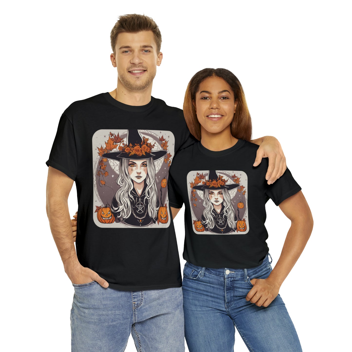 Unisex Heavy Cotton Tee Halloween Witch Pumpkin