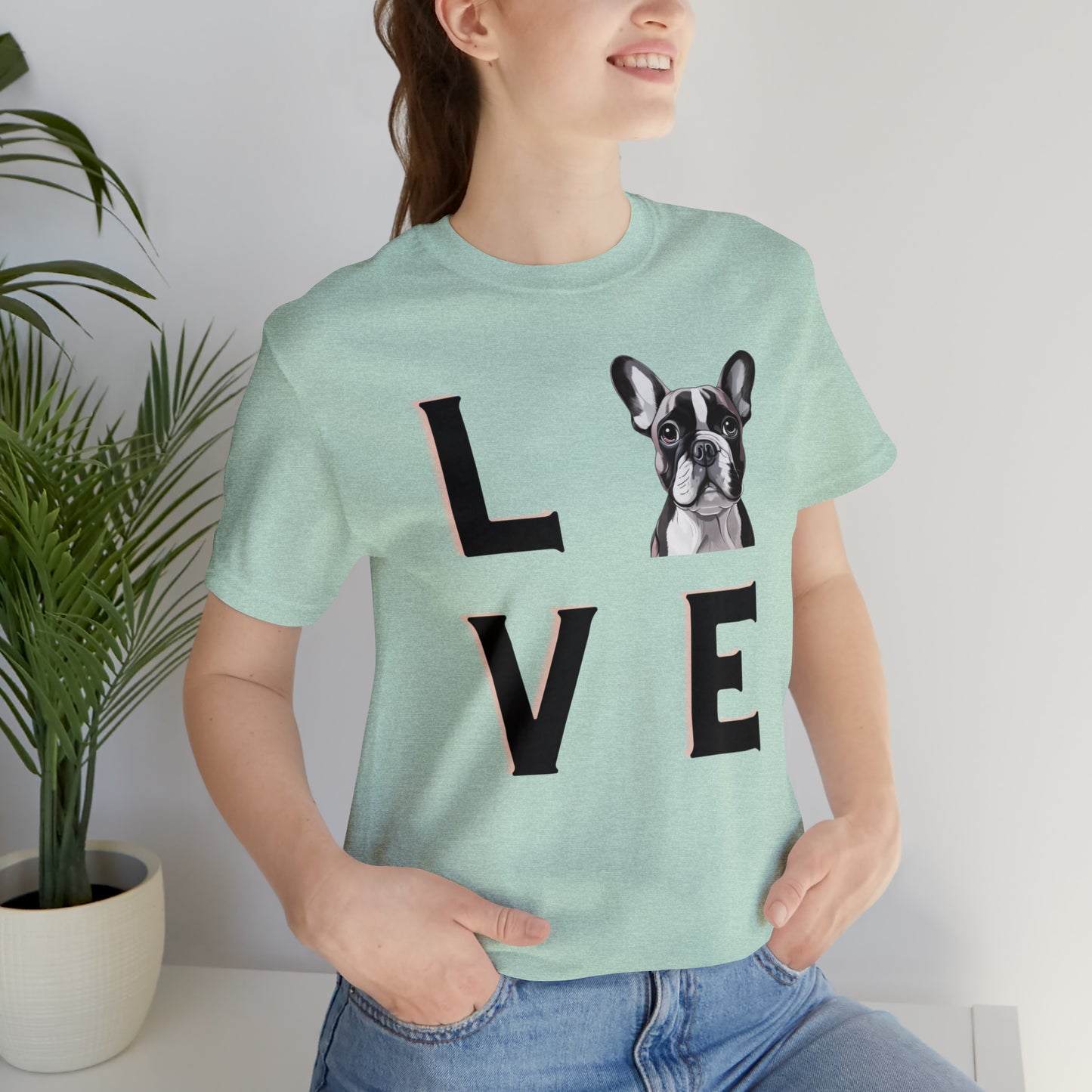 Frenchie Puppy LOVE Unisex Jersey Short Sleeve Tee