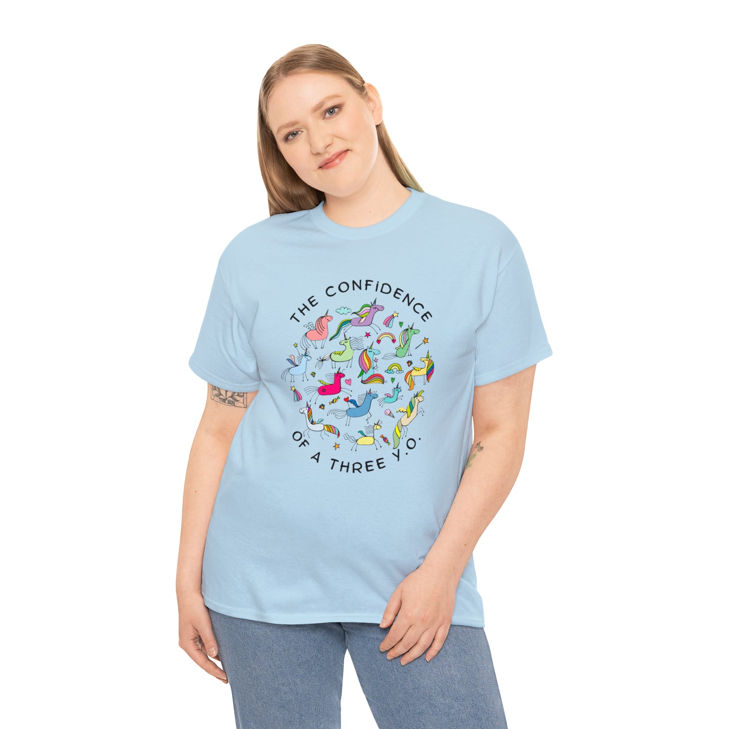 The Confidence of A Three Year Old Graphic Tshirt Unisex Heavy Cotton Tee