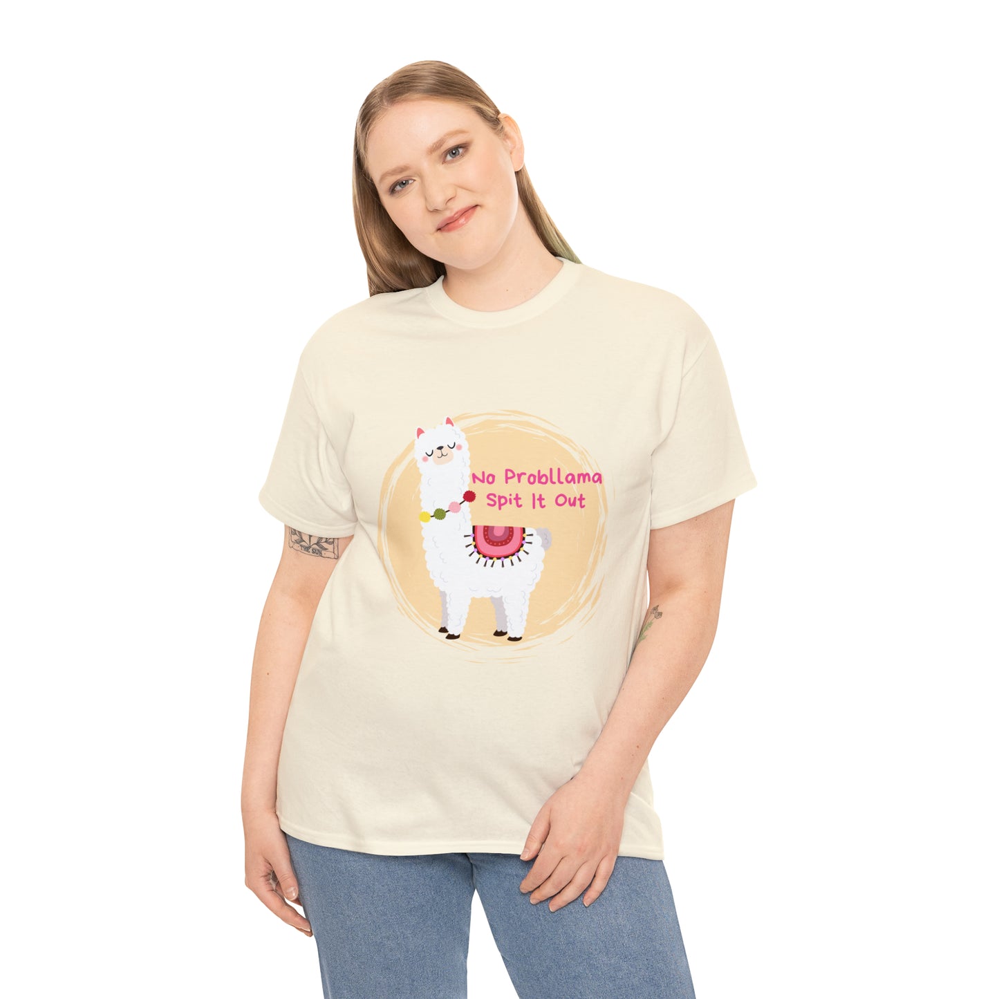 No Probllama Spit It Out Graphic Tshirt Unisex Heavy Cotton Tee
