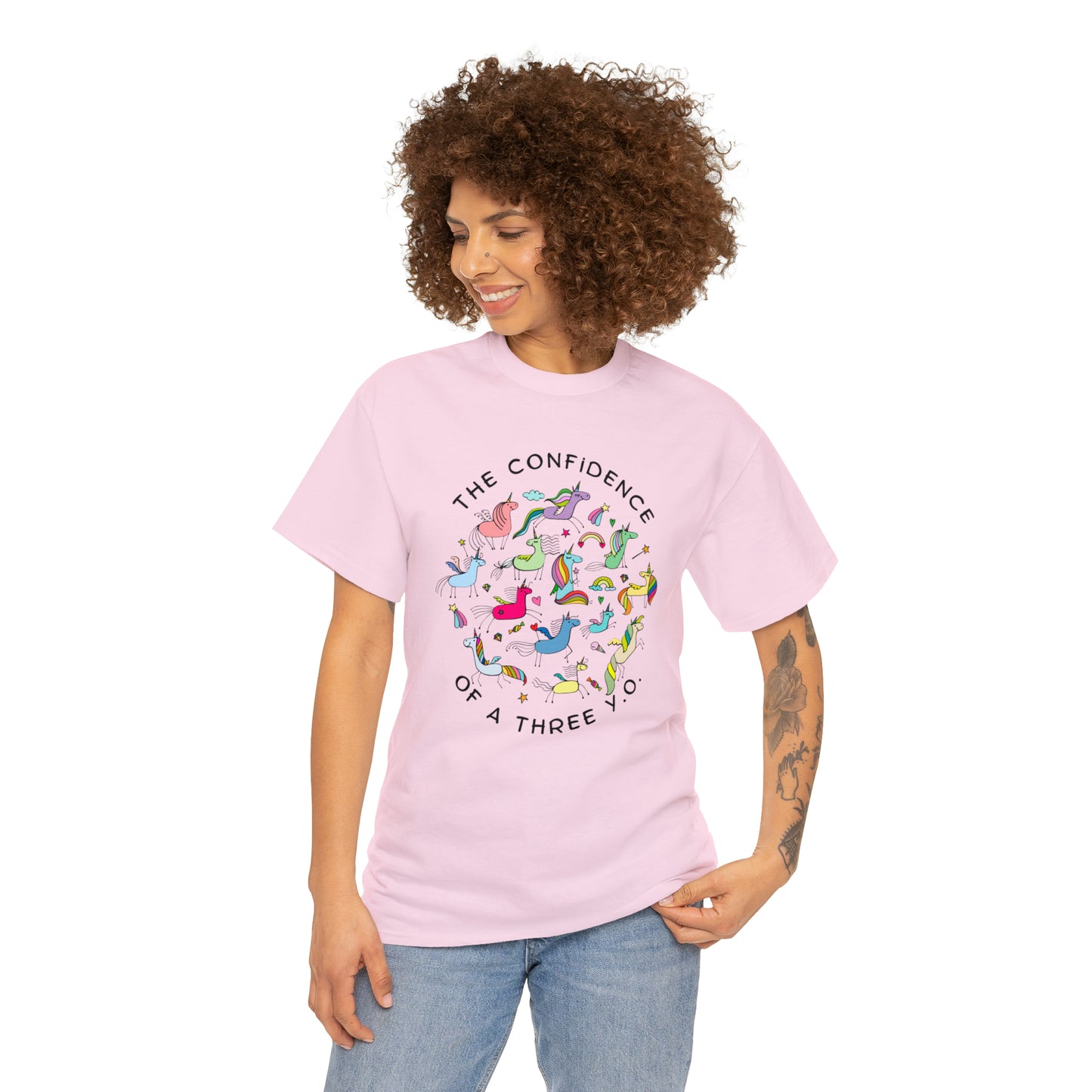 The Confidence of A Three Year Old Graphic Tshirt Unisex Heavy Cotton Tee