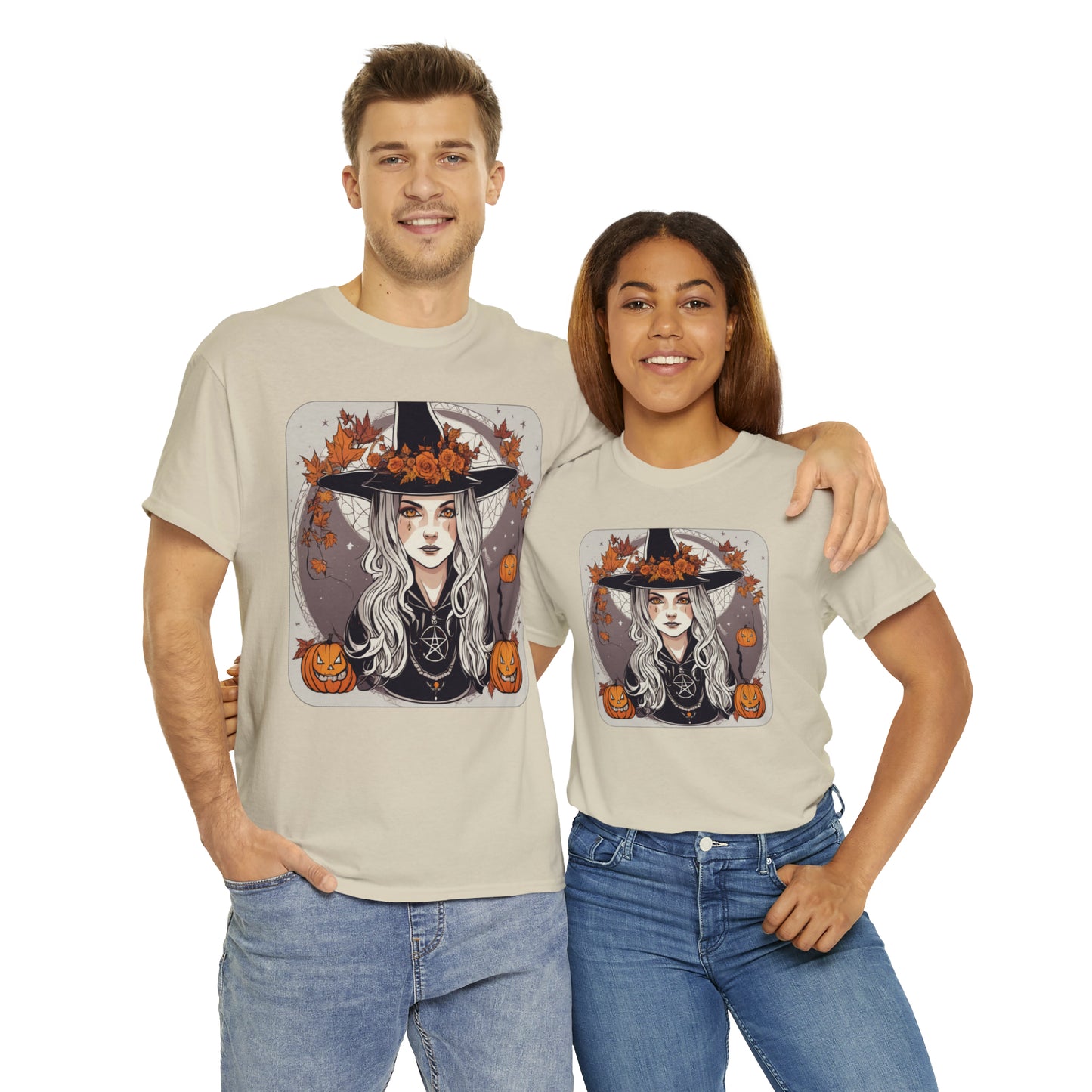 Unisex Heavy Cotton Tee Halloween Witch Pumpkin