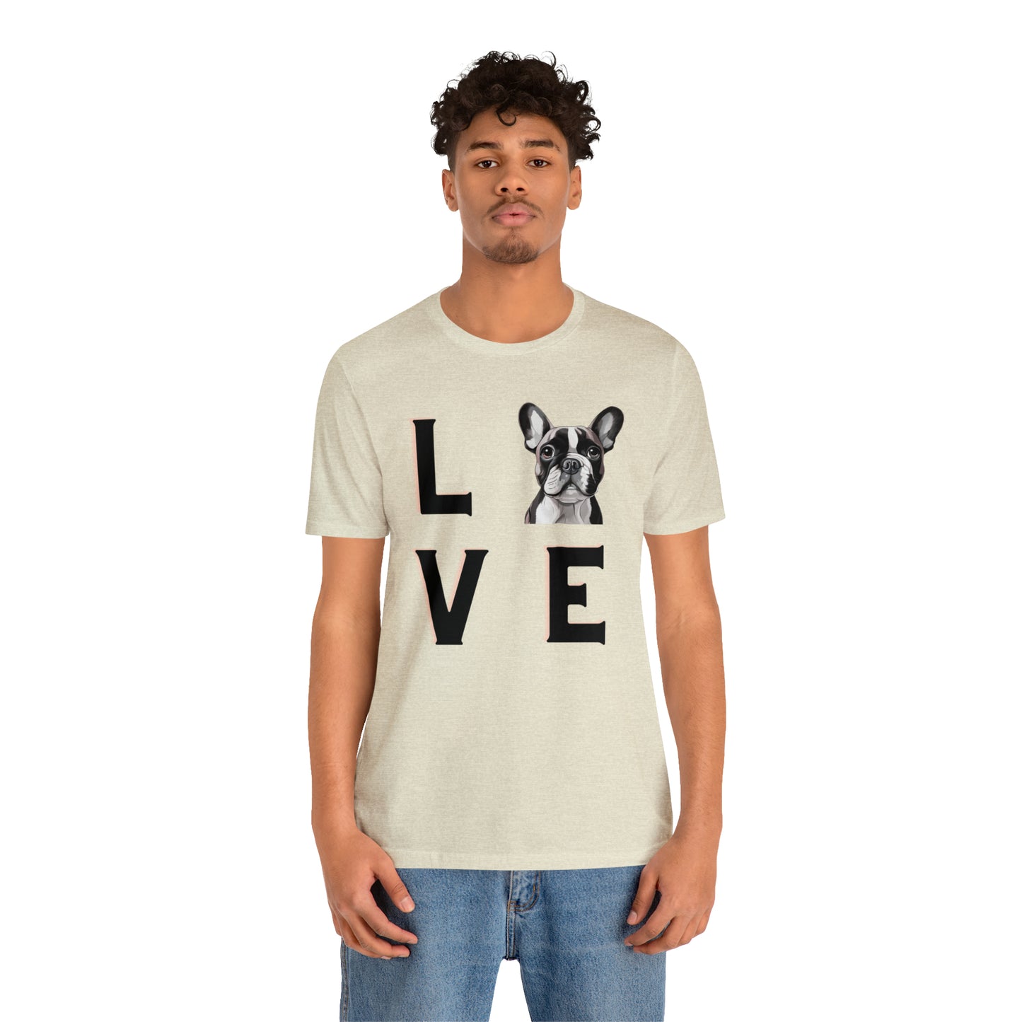 Frenchie Puppy LOVE Unisex Jersey Short Sleeve Tee