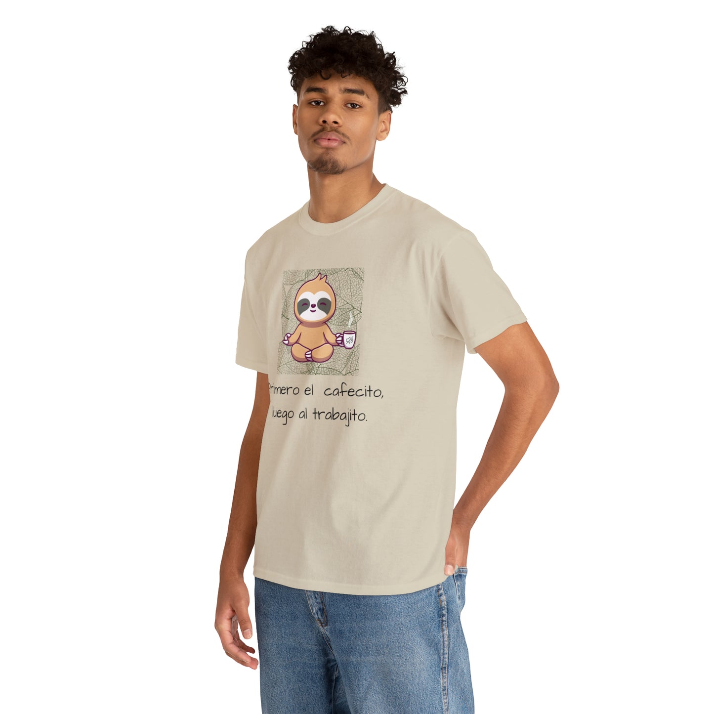Sloth Cafecito Graphic Tshirt Unisex Heavy Cotton Tee
