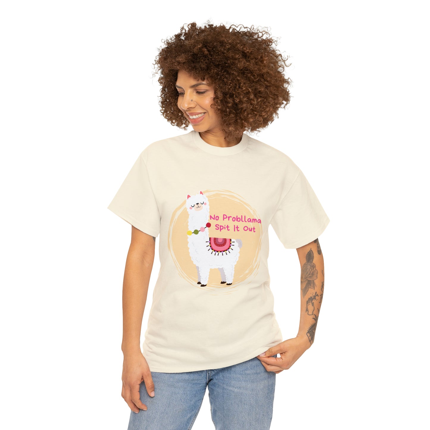 No Probllama Spit It Out Graphic Tshirt Unisex Heavy Cotton Tee