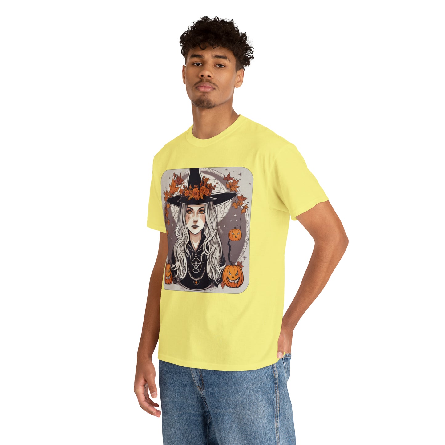 Unisex Heavy Cotton Tee Halloween Witch Pumpkin