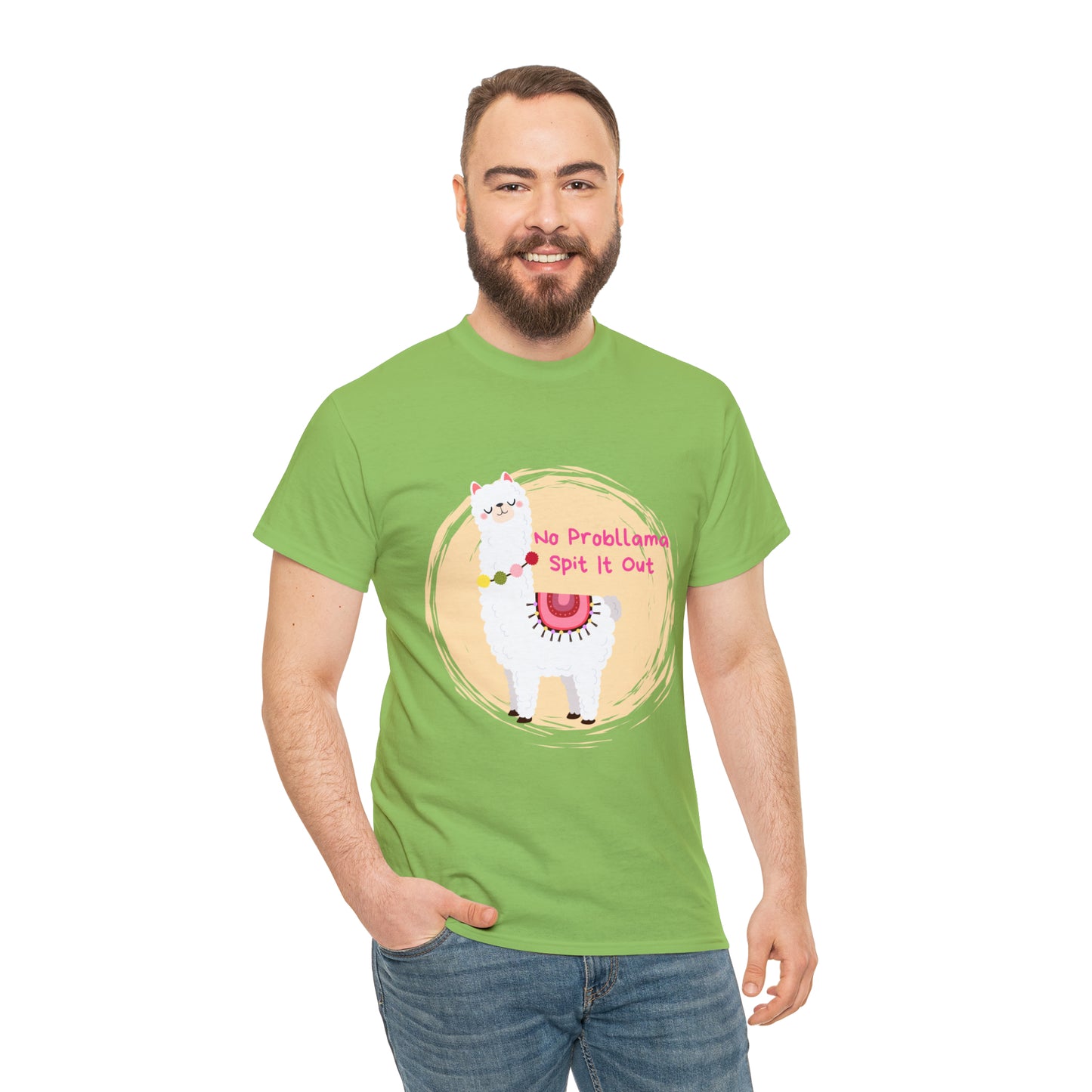 No Probllama Spit It Out Graphic Tshirt Unisex Heavy Cotton Tee