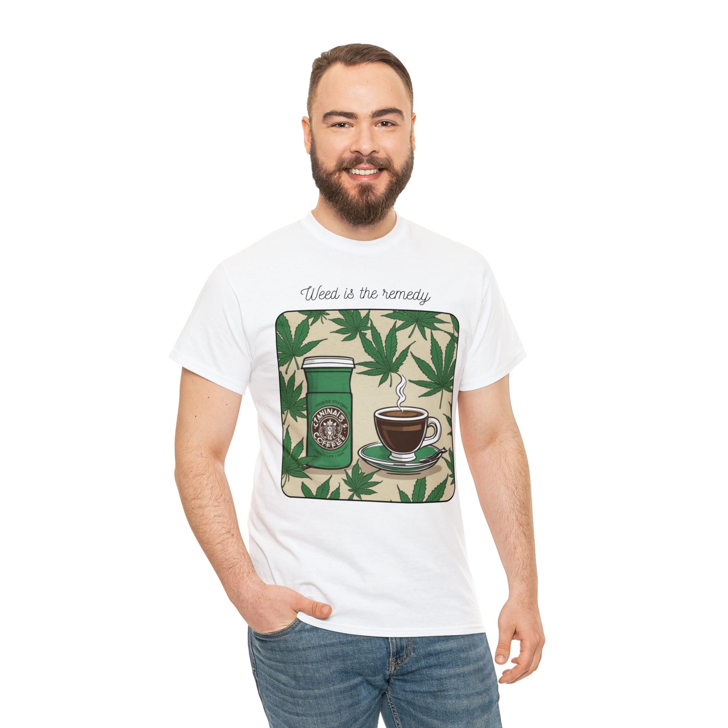 Unisex Heavy Cotton Tee Cannabis Enthusiast Series No. 19 Weed is The Remedy