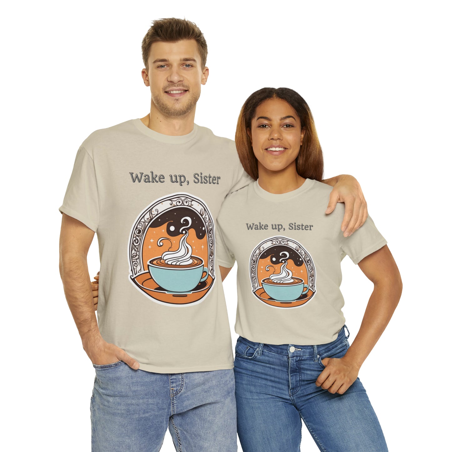 Unisex Heavy Cotton Tee Wake Up, Sister Brew
