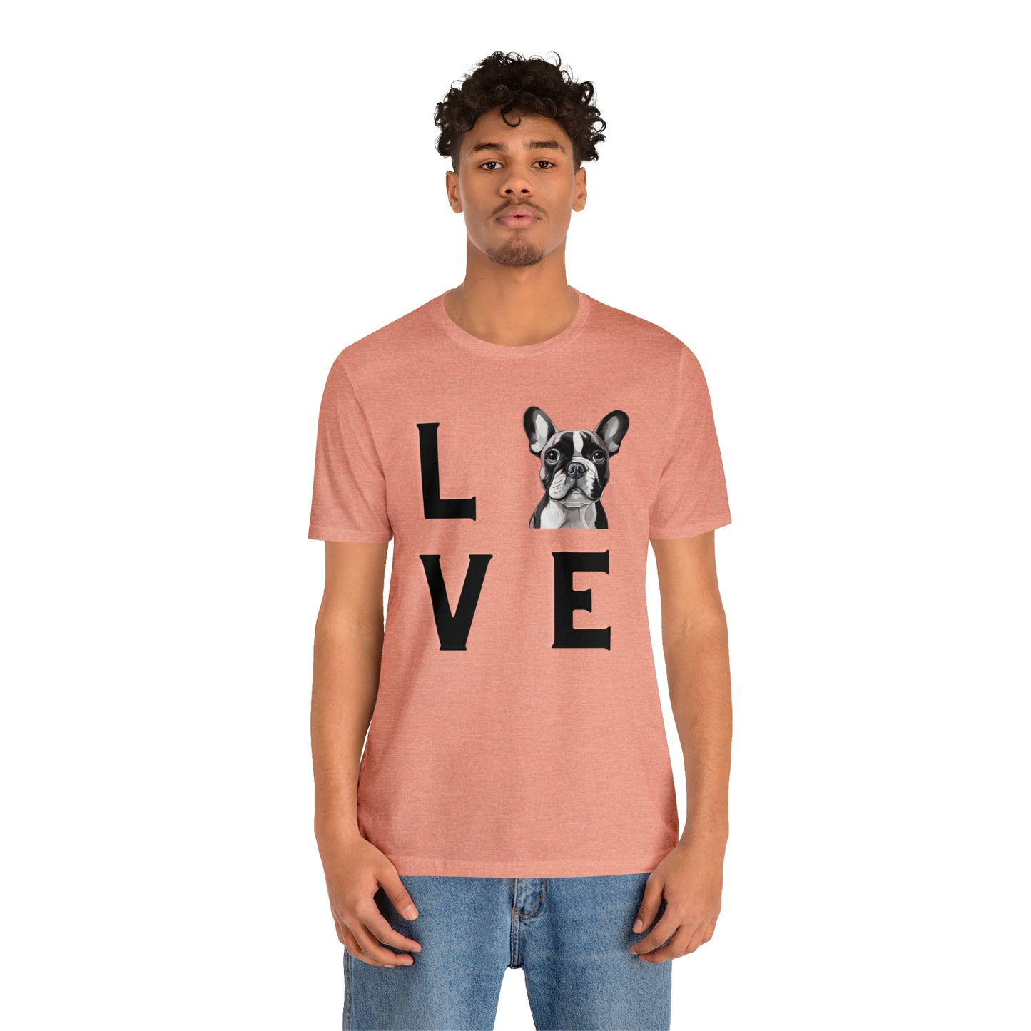 Frenchie Puppy LOVE Unisex Jersey Short Sleeve Tee