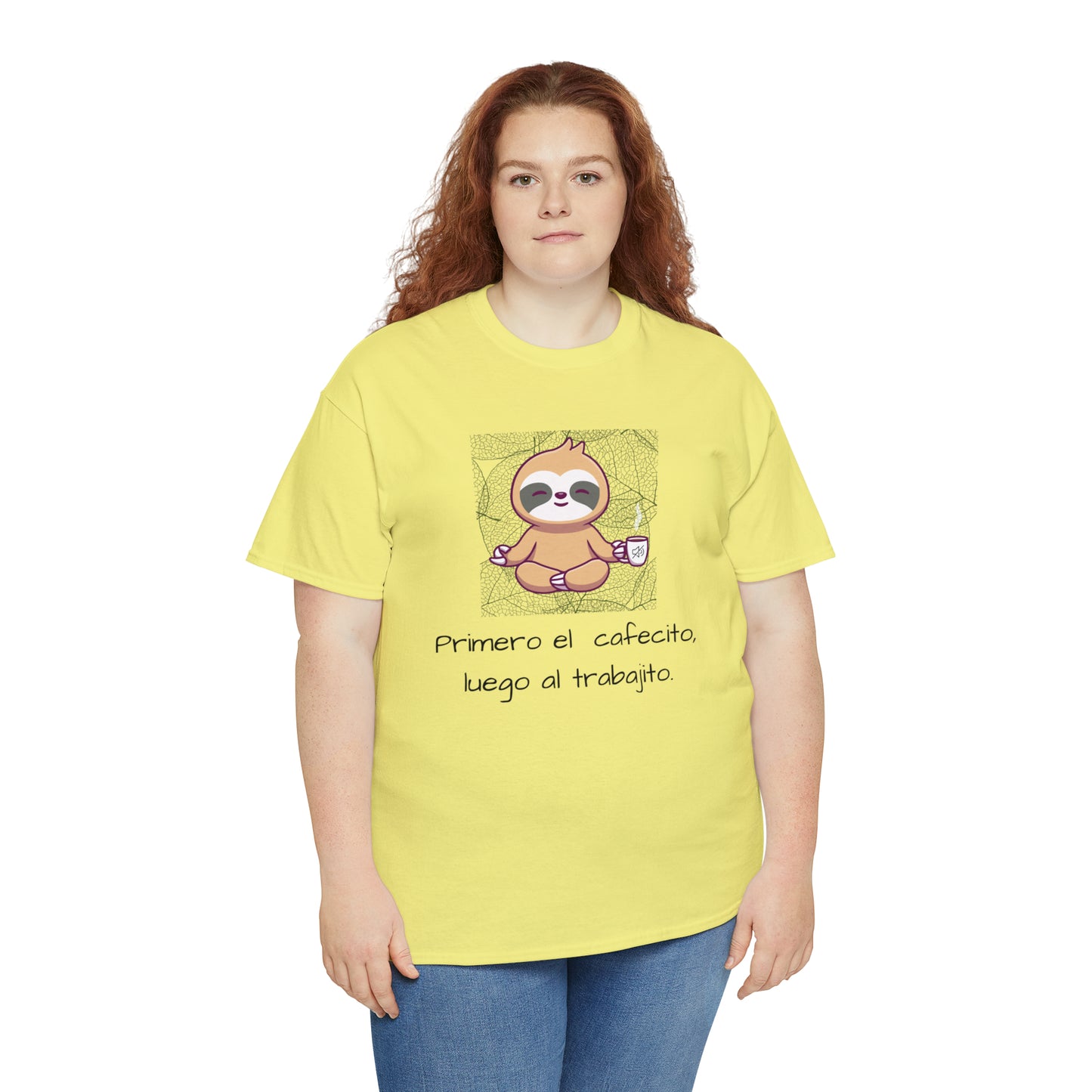 Sloth Cafecito Graphic Tshirt Unisex Heavy Cotton Tee
