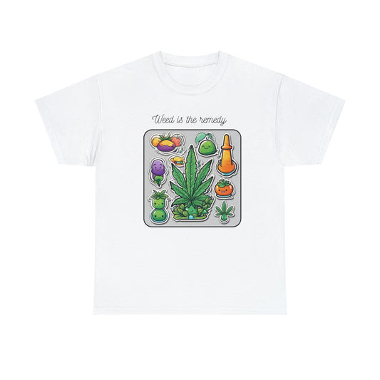 Unisex Heavy Cotton Tee Cannabis Enthusiast Series No. 21 Weed is The Remedy
