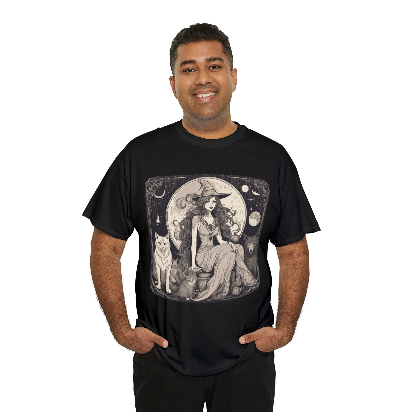 Unisex Heavy Cotton Tee Witchy Vibes and Familiars