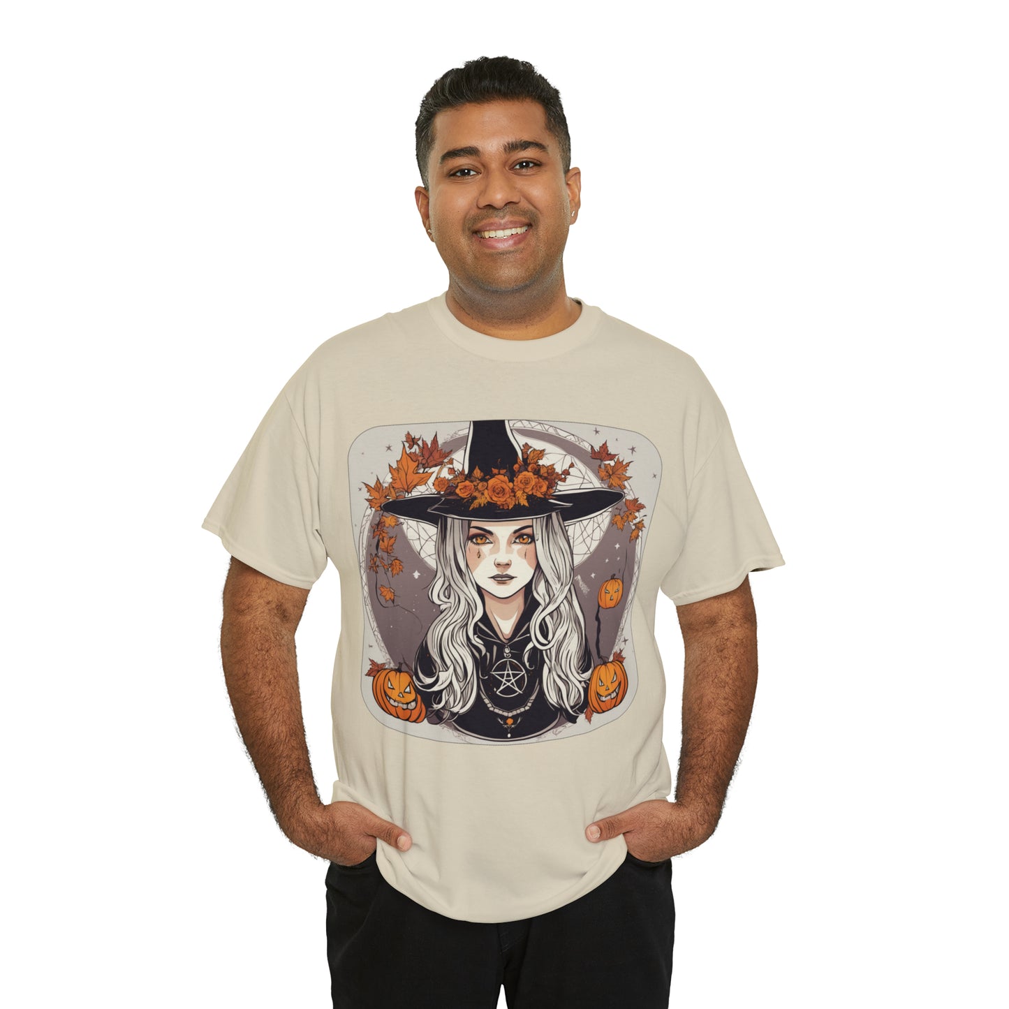 Unisex Heavy Cotton Tee Halloween Witch Pumpkin