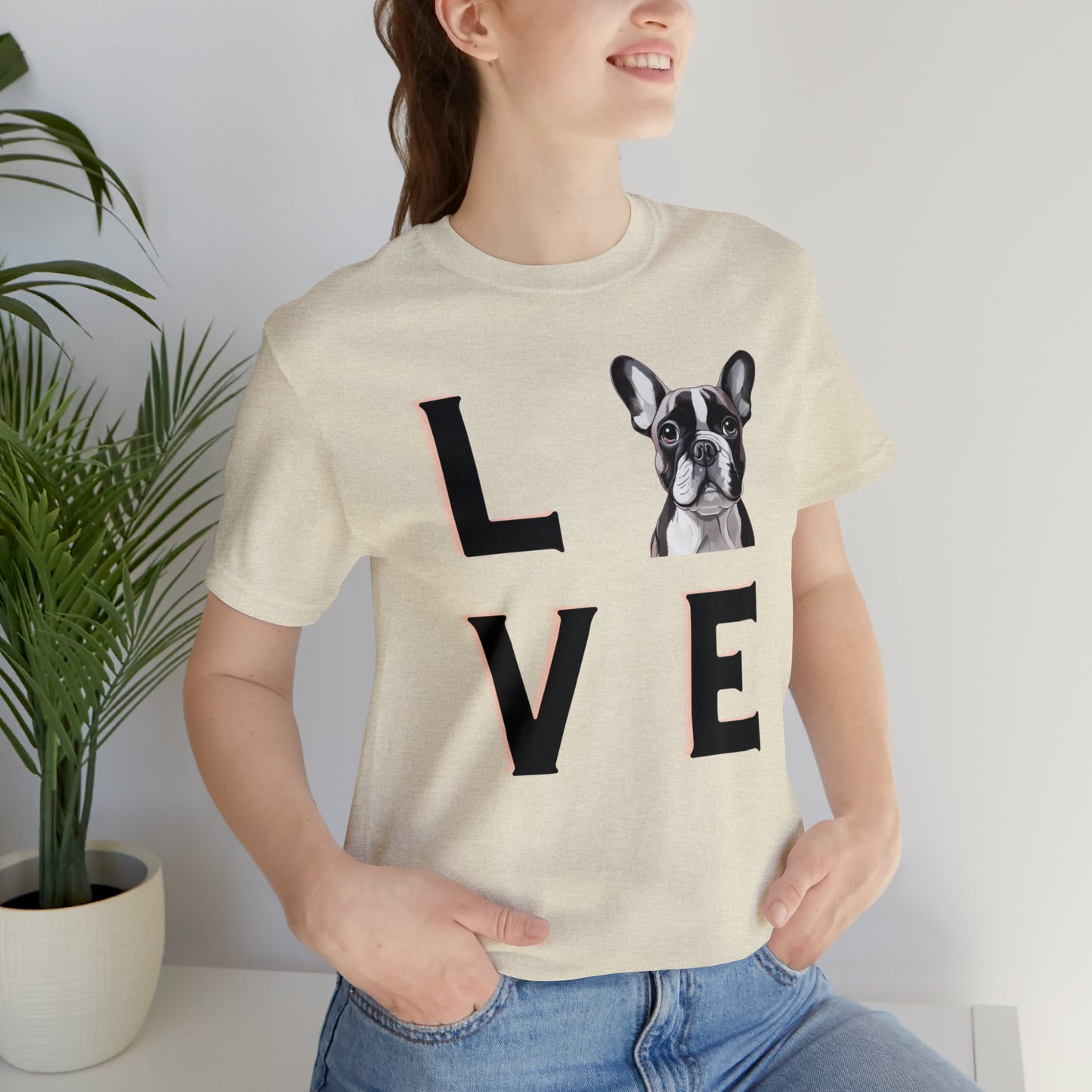 Frenchie Puppy LOVE Unisex Jersey Short Sleeve Tee