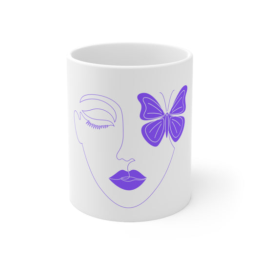 Ceramic Mug 11oz Butterfly Woman