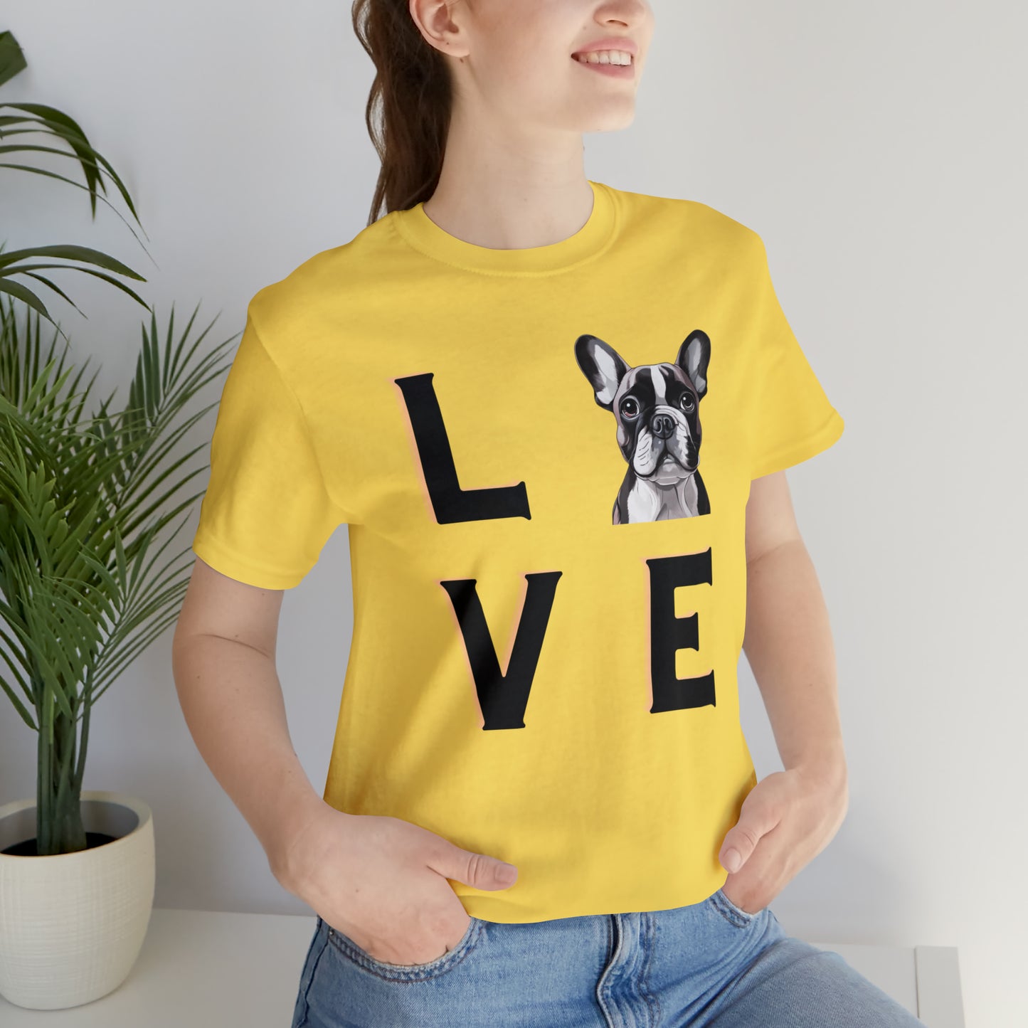 Frenchie Puppy LOVE Unisex Jersey Short Sleeve Tee