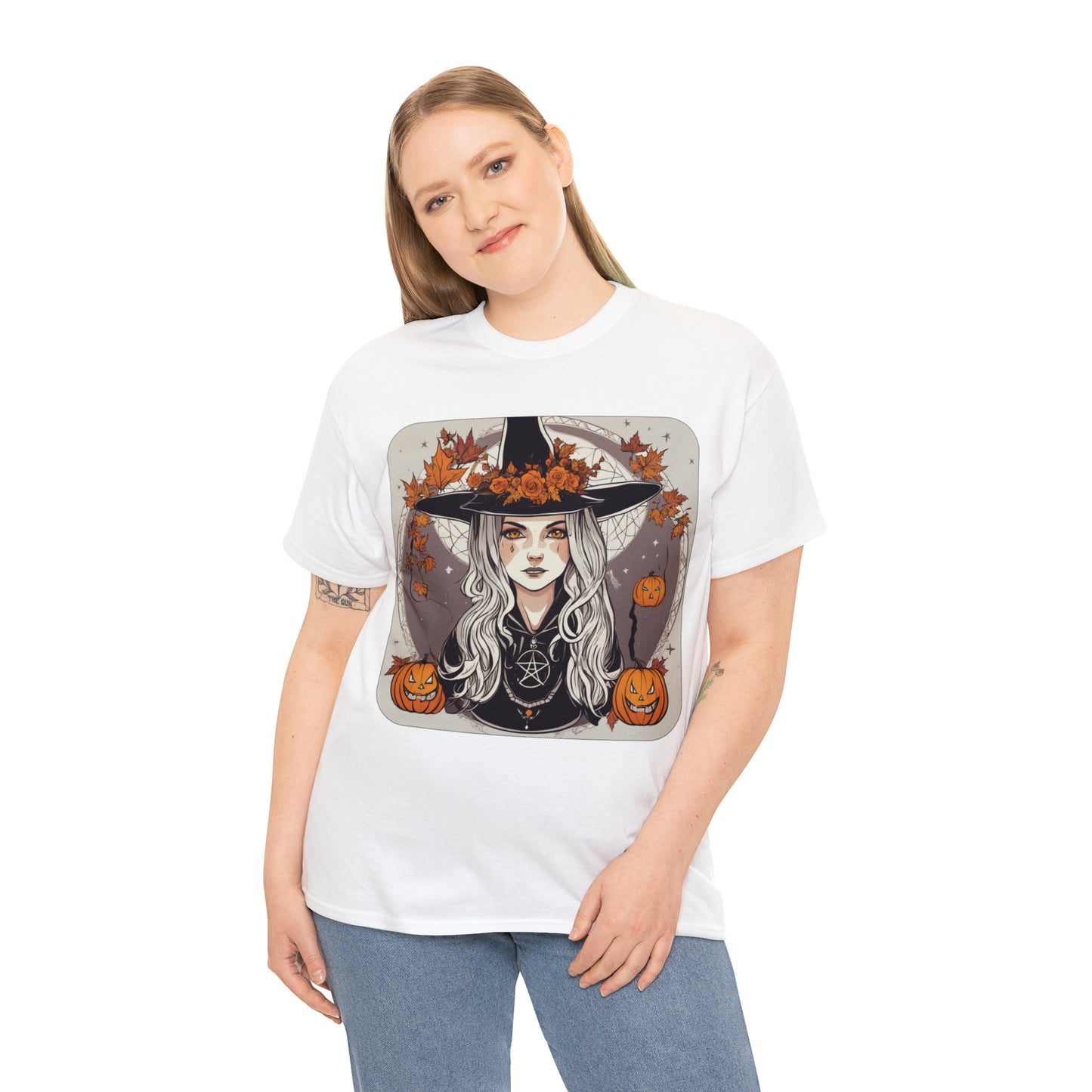 Unisex Heavy Cotton Tee Halloween Witch Pumpkin